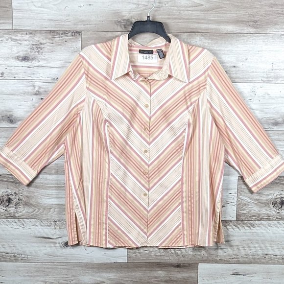 Apostrophe* Women's 3/4 Sleeve Button Down Straight Hem‎ Blouse~ Size 20/22W - Picture 1 of 7